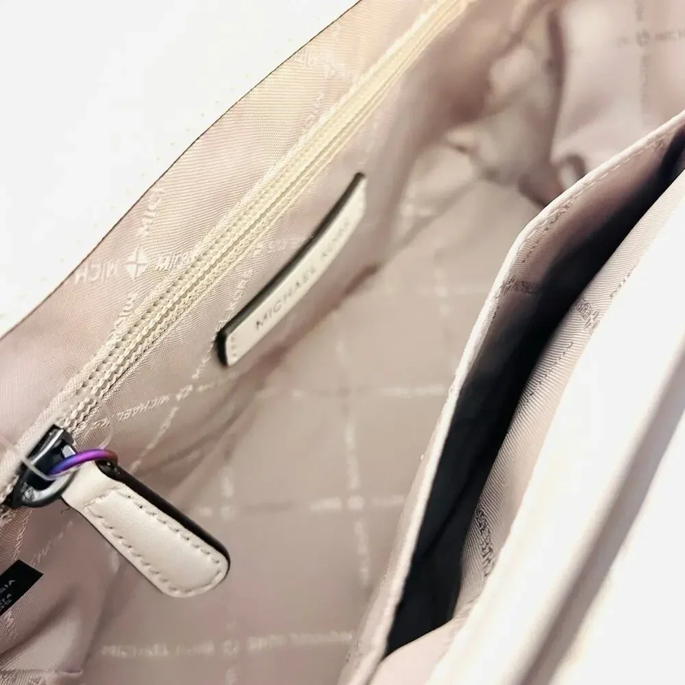 Michael Kors Purse Manhattan Satchel Crossbody Optic White - Picture 7 of 9